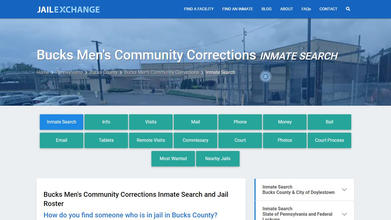 Bucks Men's Community Corrections Inmate Search - Jail Exchange